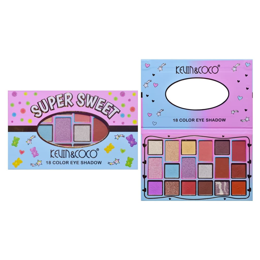 Paleta de machiaj KEVIN & COCO, Pink Blue, fard de pleoape, 18 culori, 19.3 x 12 x 1.4 cm 5