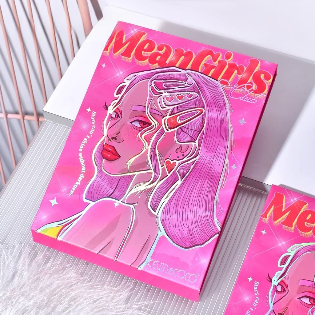 Trusa de Machiaj KEVIN & COCO, Mean Girl Heart, fard de pleoape, Iluminator, blush cremos, 96 culori, 21 x 15.7 x 2.4 cm 5