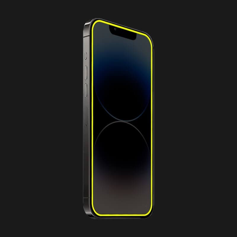 Folie sticla Apple iPhone 15, Luminous HD, margine fluorescenta, galbena 2