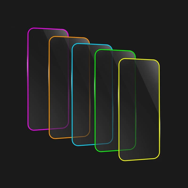 Folie sticla Apple iPhone 15 Pro Max, Luminous HD, margine fluorescenta, albastra 4