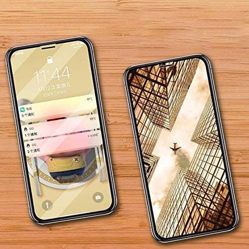 Folie de sticla Apple iPhone 15 Pro, Full Glue 8D Mirror Glass, efect oglinda, reflexie aurie, margini negre 3
