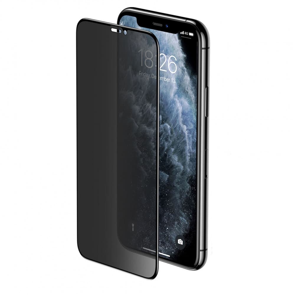 Folie sticla Apple iPhone 11 Pro / iPhone XS / iPhone X, Full Glue Privacy, margini negre 2