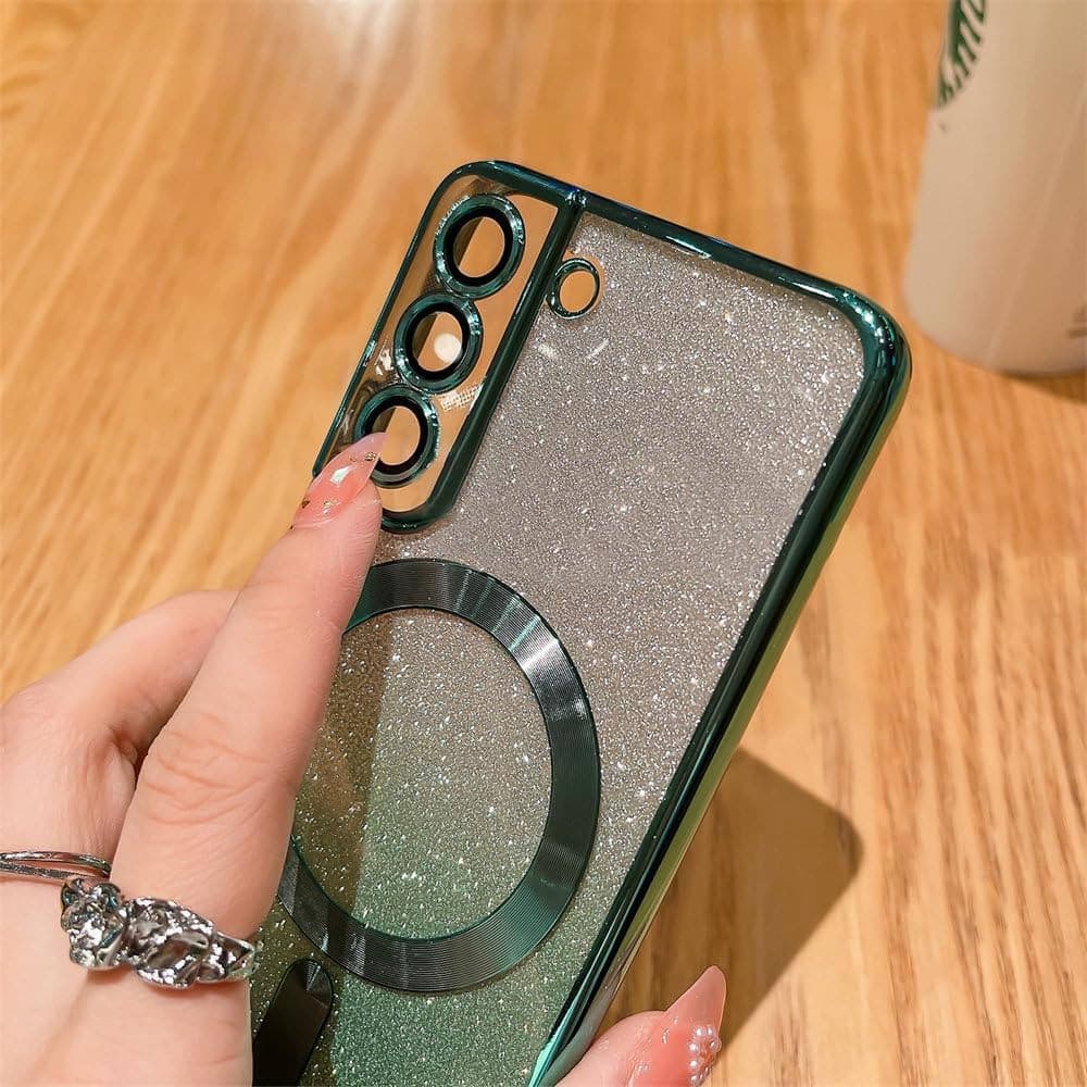 Husa Samsung Galaxy S24, Electroplating Magsafe Glitter TPU, protectii lentile camere, mov 2
