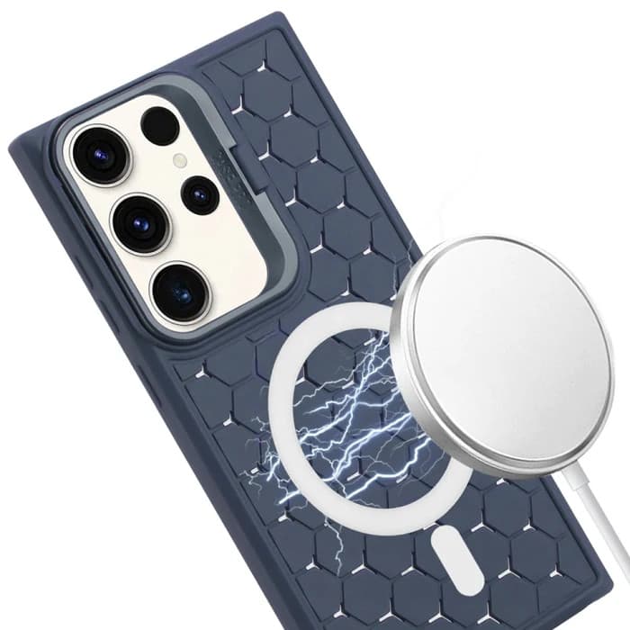 Husa Samsung Galaxy S24 Ultra, HoneyComb Bracket, functie stand, albastru inchis 2