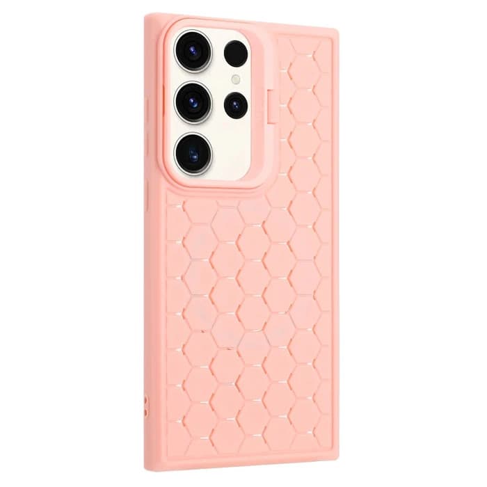 Husa Samsung Galaxy S23 Ultra, HoneyComb Bracket, functie stand, roz pal 3