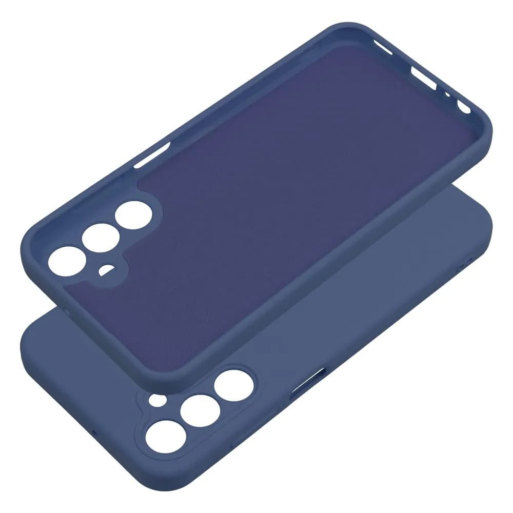 Husa Samsung Galaxy A15, Luxury Silicone, protectie camera, catifea in interior, albastru inchis 2
