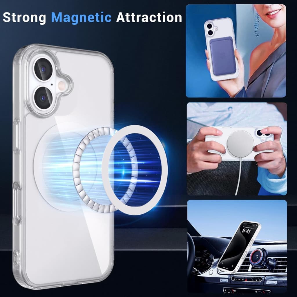 Husa protectie Apple iPhone 16 Plus, Magsafe, SnapOn, AntiDrop, Acryl+TPU, transparenta 2