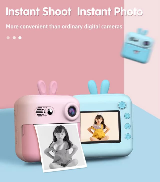 Aparat foto, camera video Full HD pentru copii IDK-A23, imprimanta termica incorporata, roz 2