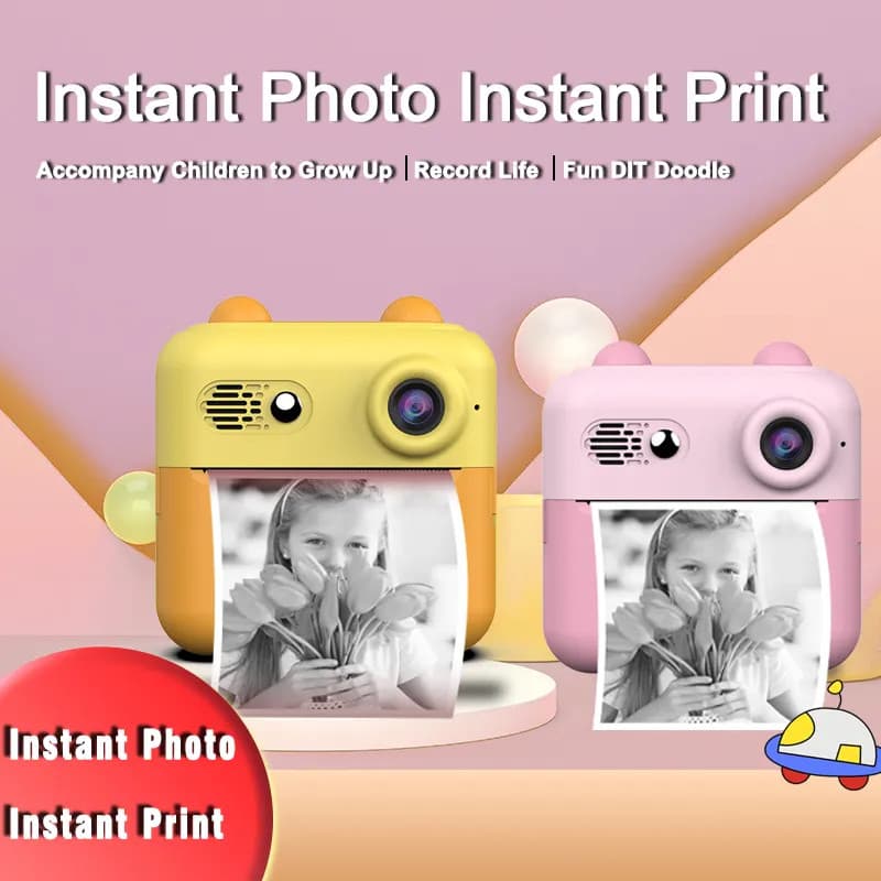 Aparat foto, camera video Full HD pentru copii IDK-A22, imprimanta termica incorporata, roz 3
