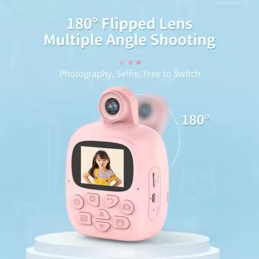 Aparat foto, camera video Full HD pentru copii IDK-A19, imprimanta termica incorporata, turcoaz 4