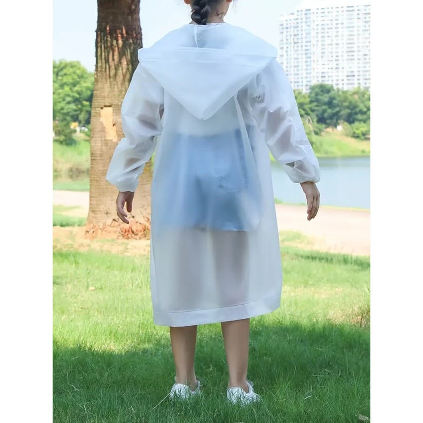 Pelerina de ploaie pentru copii, 100 - 145 cm, din EVA, inchidere cu capse, alba 2