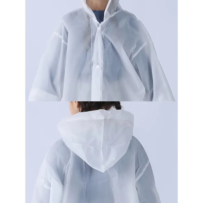 Pelerina de ploaie pentru copii, 100 - 145 cm, din EVA, inchidere cu capse, alba 4