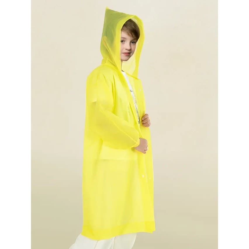 Pelerina de ploaie pentru copii, 100 - 145 cm, din EVA, inchidere cu capse, galbena 4