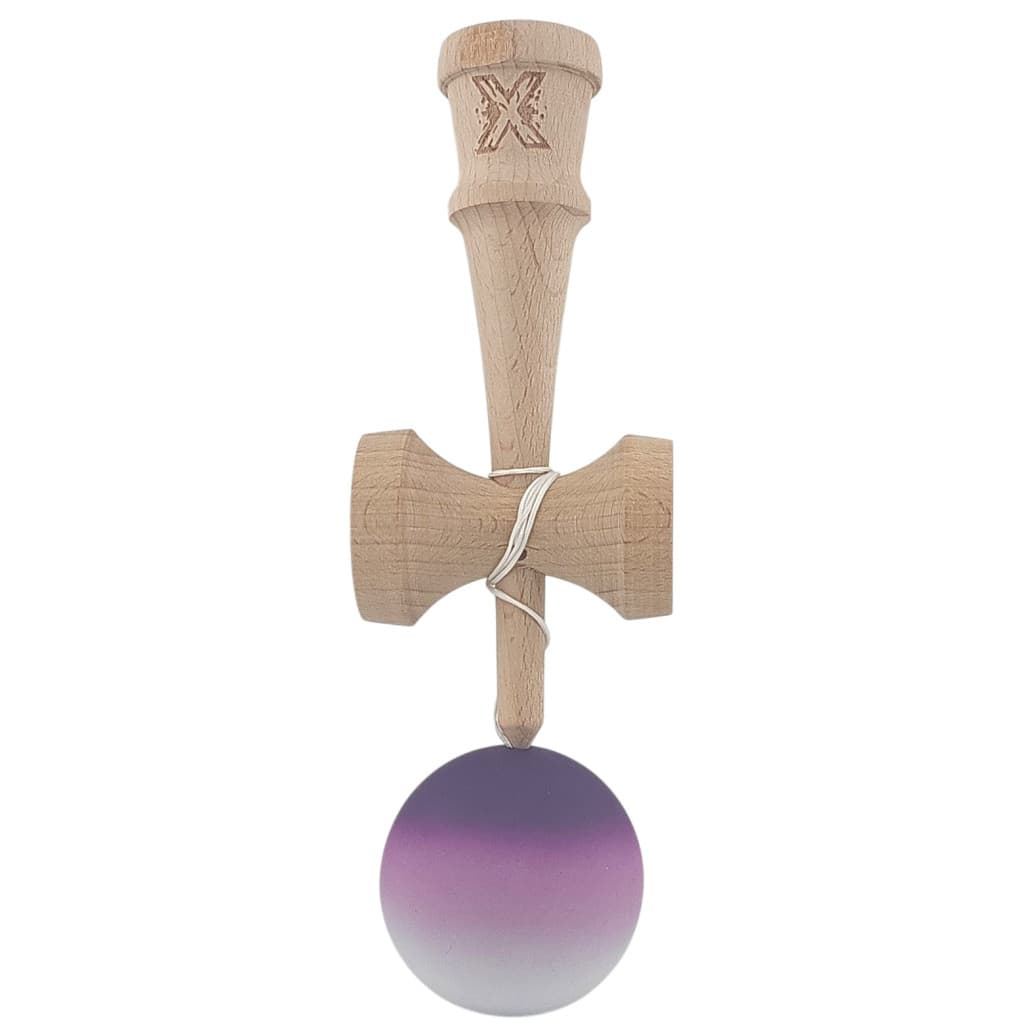 Jucarie lemn Kendama X, originala, profesionala, Rubber Grip, negru/mov/alb 3