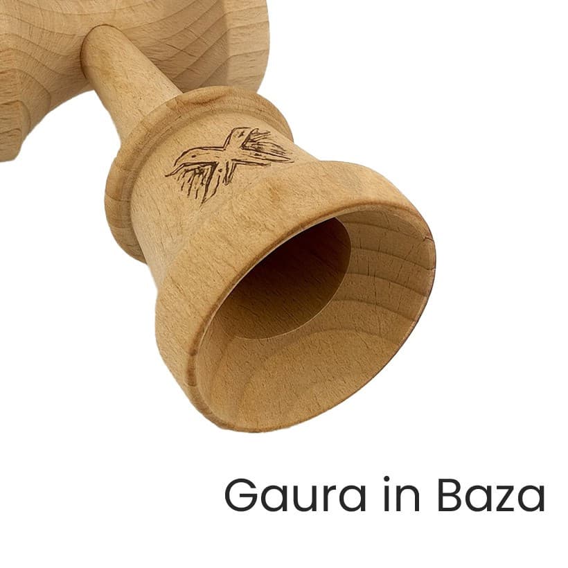 Jucarie lemn Kendama X, Rubber Grip, cupe mari V3, gaura in basecup, rulment, ata rezerva, verde/galben/albastru 5