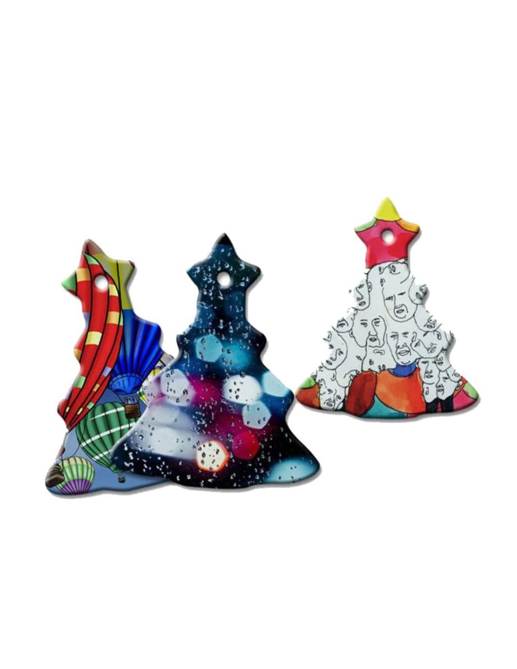 Ornament de Craciun personalizabil pe ambele fete, bradut din ceramica, 9.2 x 7 cm 2