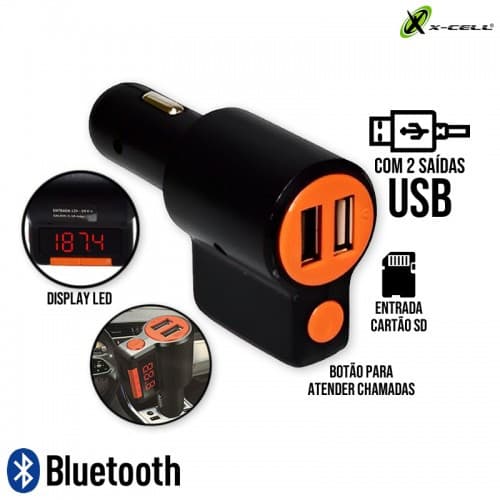 Modulator FM cu incarcare USB si Bluetooth Greatnice GTS-C905, 2 porturi USB, negru/portocaliu 5