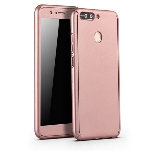Husă Full Cover 360° pentru Huawei Y9 2018 (față + spate + sticlă), rose gold 2