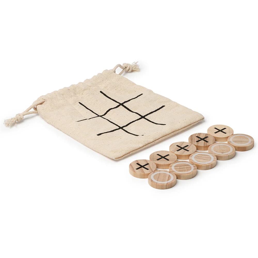 Set joc X si 0, 10 piese din lemn, in saculet de bumbac 2