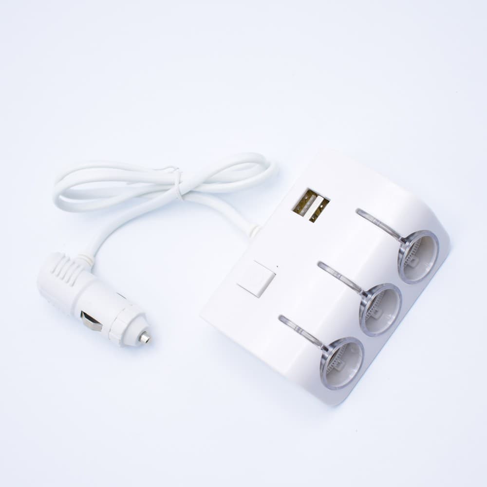 Adaptor bricheta auto JXL-014, 3 sloturi bricheta + 2 porturi USB 12/24V, alb 4