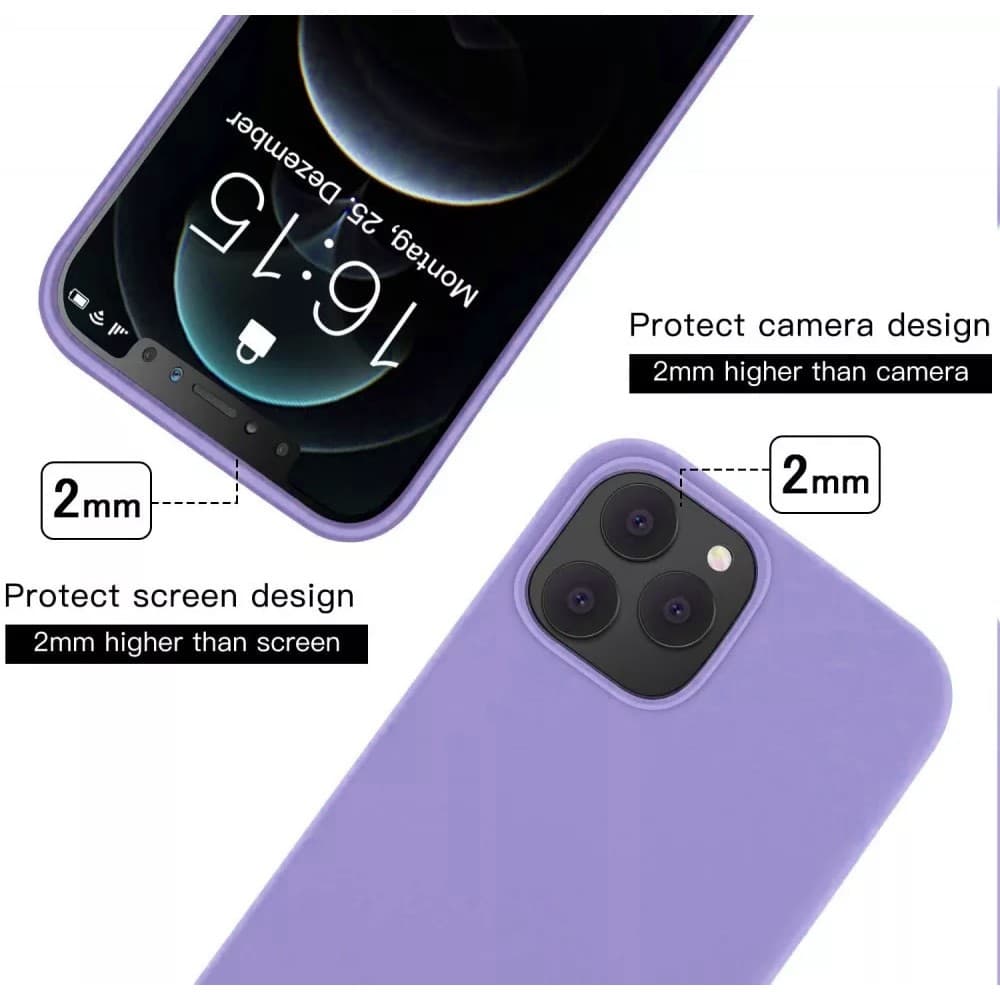 Husa Apple iPhone 11 Luxury Silicone, catifea in interior, protectie camere, mov 4