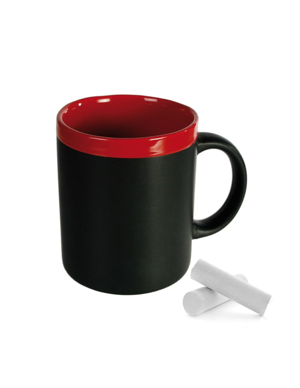 Cana ceramica neagra, functie tabla de scris, creta inclusa, negru/rosu 2