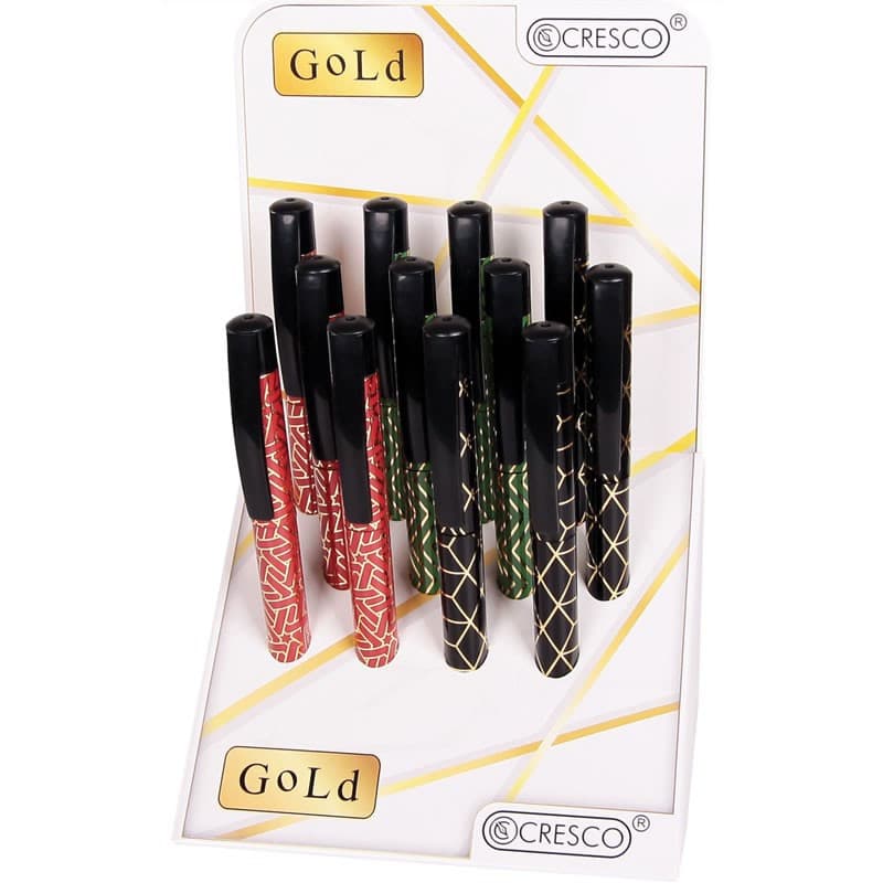 Stilou Cresco Gold 280030-C, penita iridium, alimentare rezerve, corp plastic, rosu/auriu 2