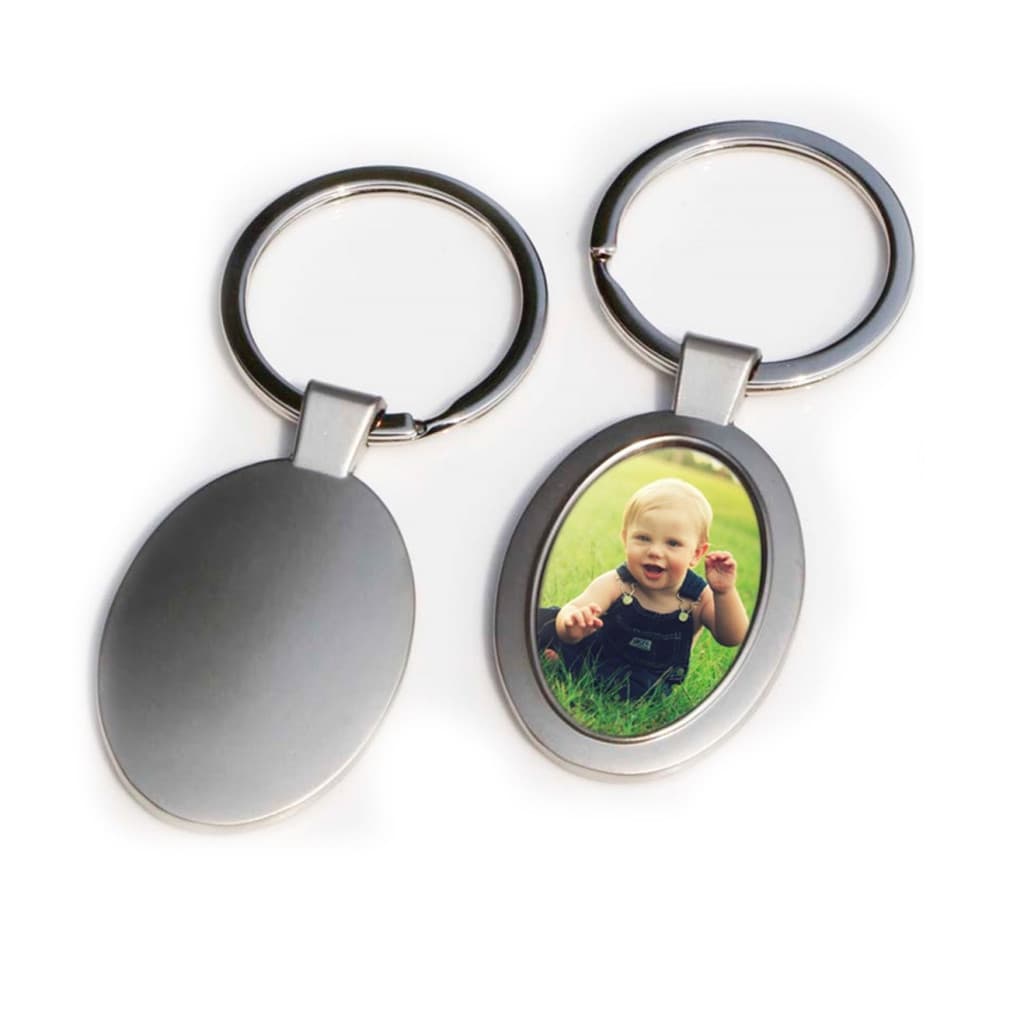 Breloc metalic personalizat cu poza ta, inel de sustinere metalic, oval 4