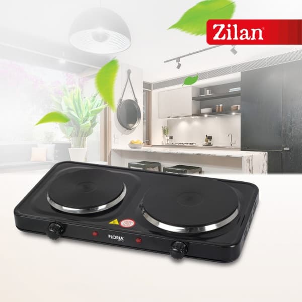 Plita electrica Floria ZLN-2844, 44 x 25 x 7 cm, 2 ochiuri, termostat reglabil, neagra 2