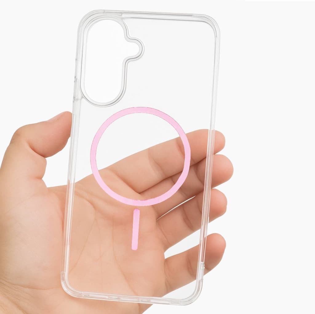 Husa protectie Samsung Galaxy A56, Colorful MagSafe, TPU, clear pink 1