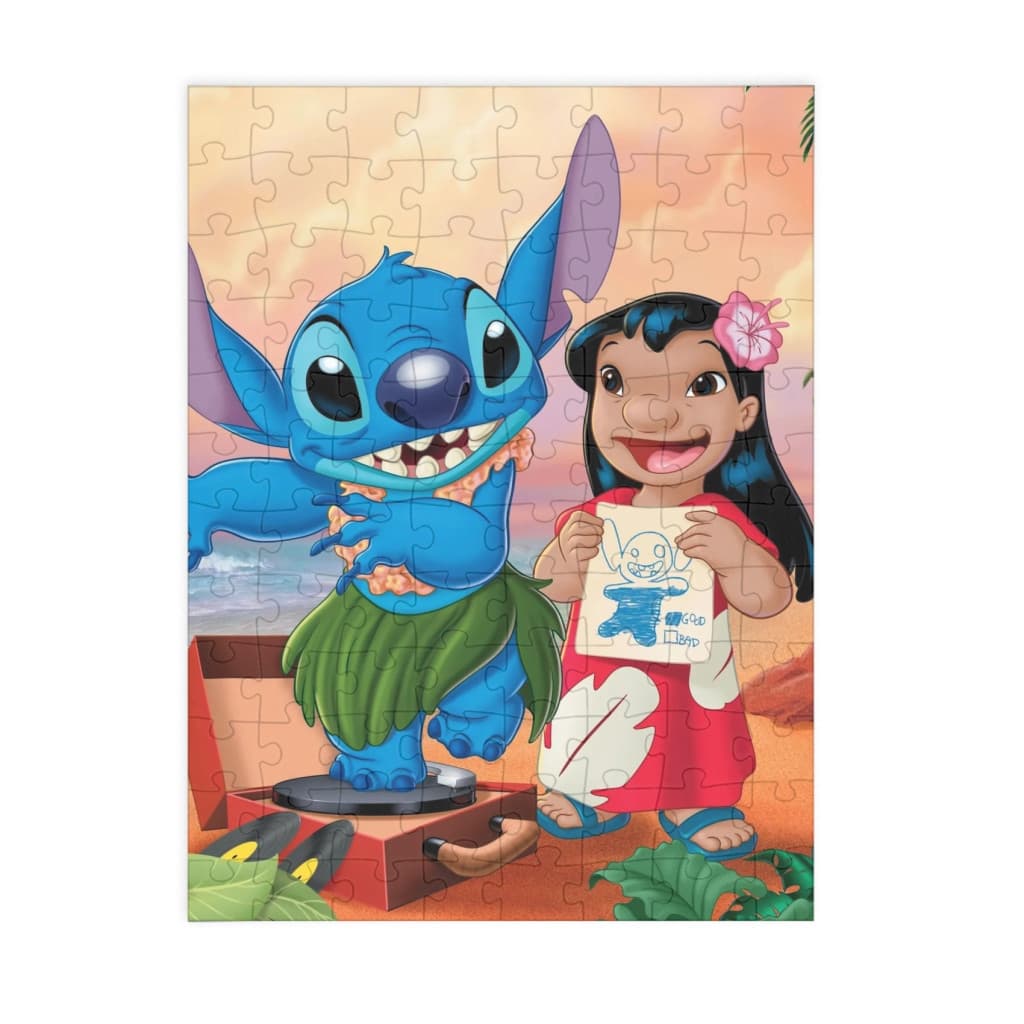 Puzzle 80 piese, 20 x 15 cm, personaje Lilo and Stitch, model 2 1