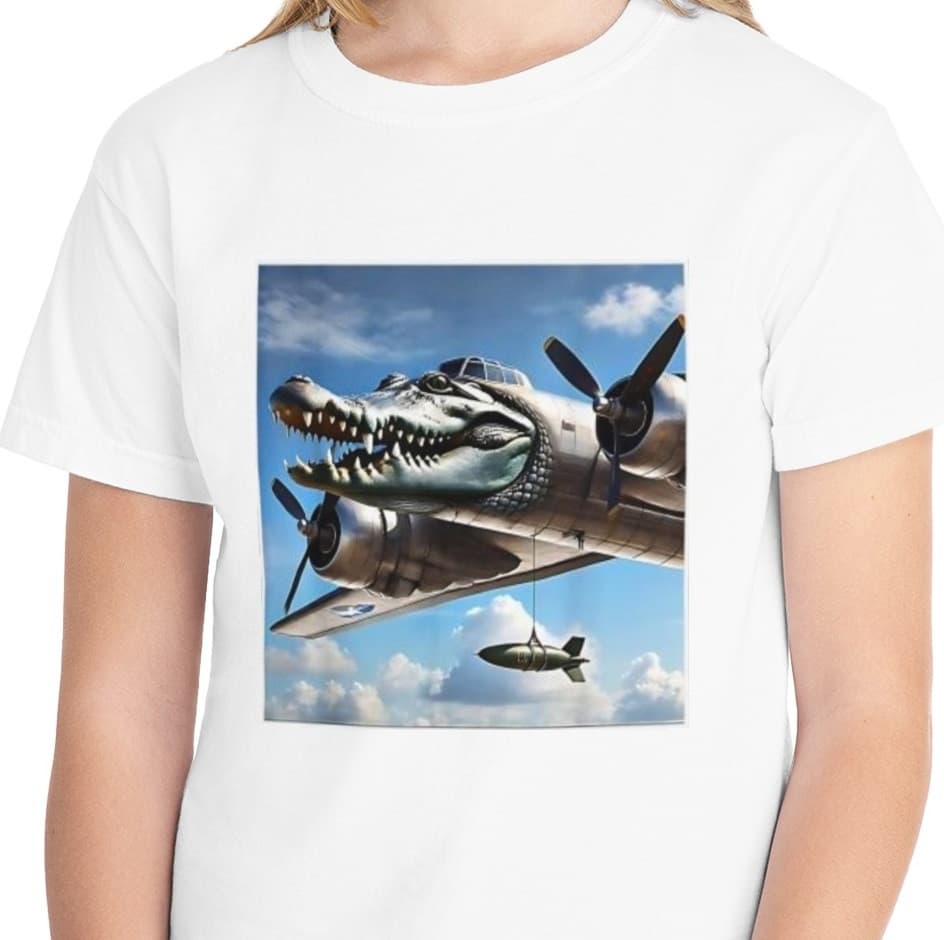 Tricou personalizat alb, copii/adulti, design Bombardino Crocodilo, modal, diverse marimi 1