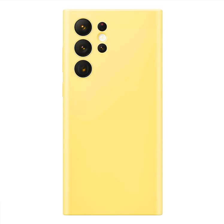 Husa Samsung Galaxy S23 Ultra, Luxury Silicone, catifea in interior, protectie camere, galbena 1