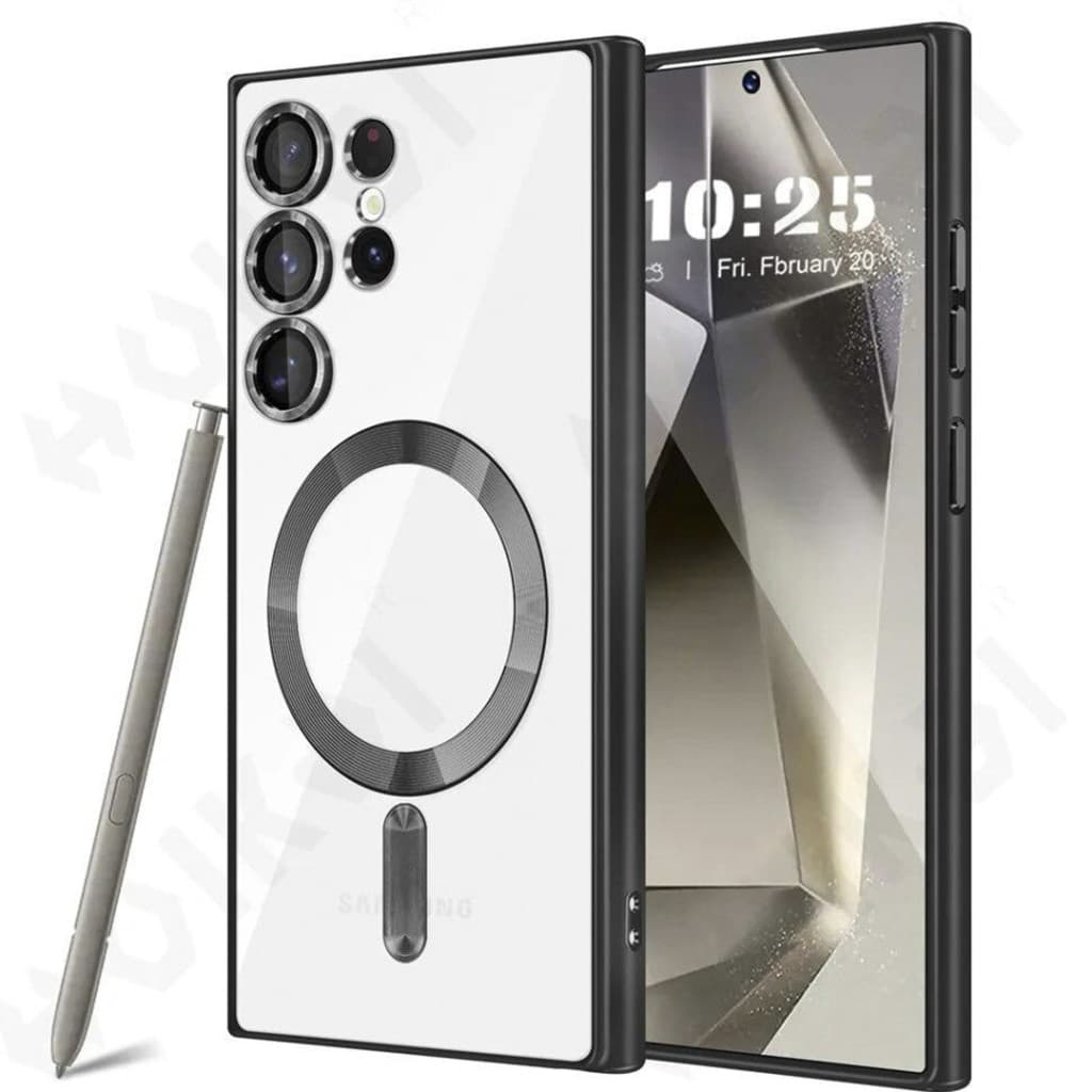 Husa Samsung Galaxy S23 Ultra, Electroplating Magsafe TPU, protectie camera, margini negre 1
