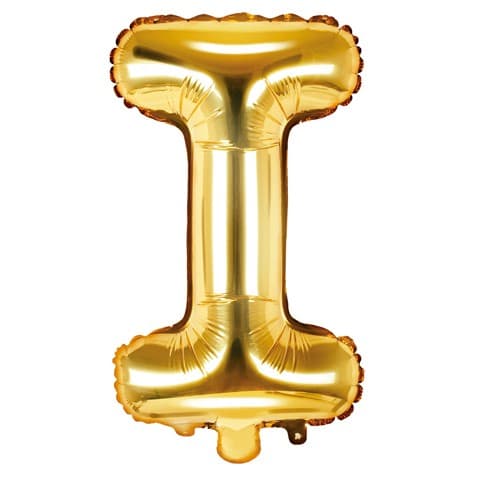 Balon din folie metalizata, 35 cm, auriu, litera I 1