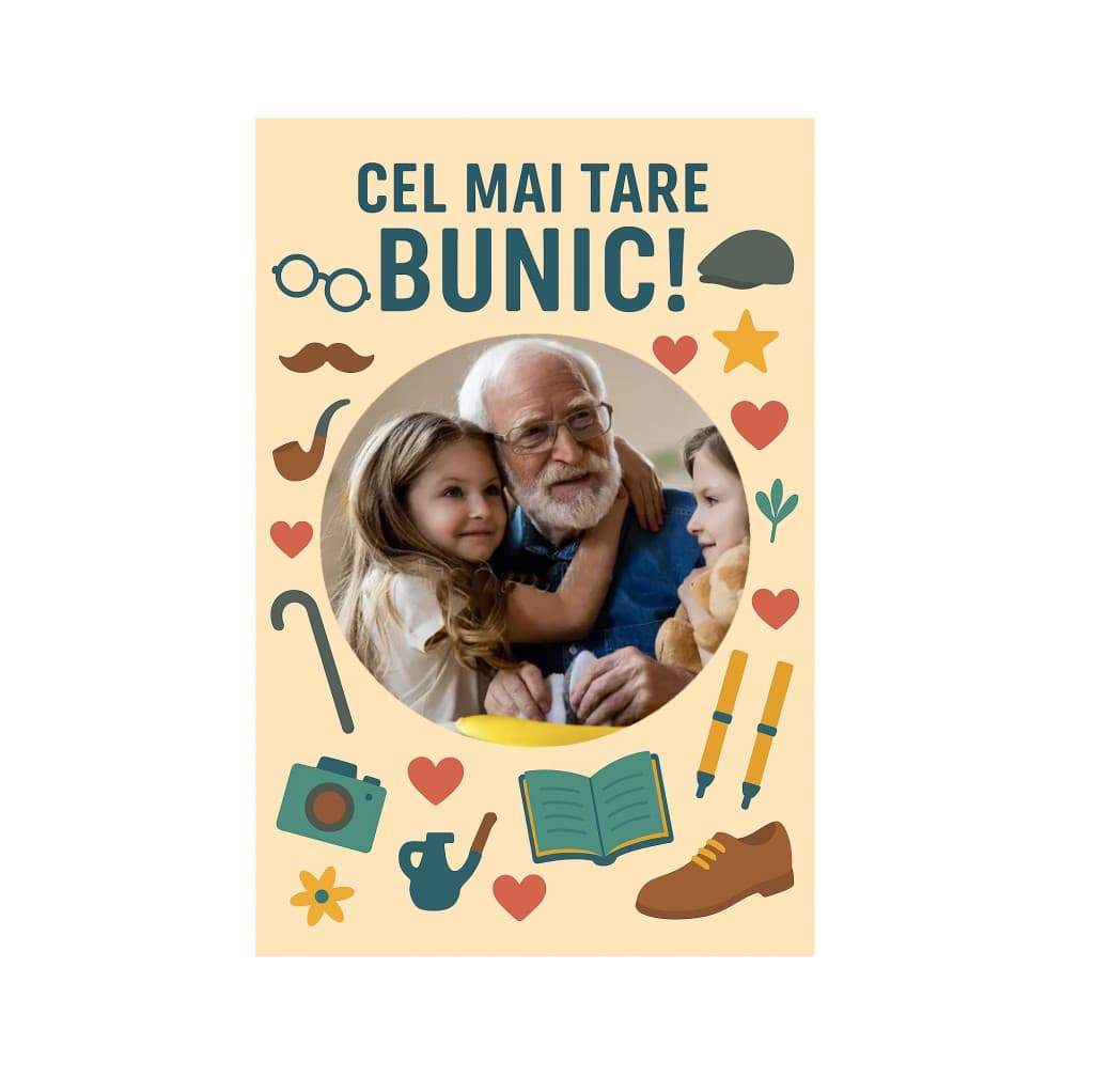 Fotografie magnetica personalizata, 10 x 15 cm, rama Cel mai tare bunic! 1