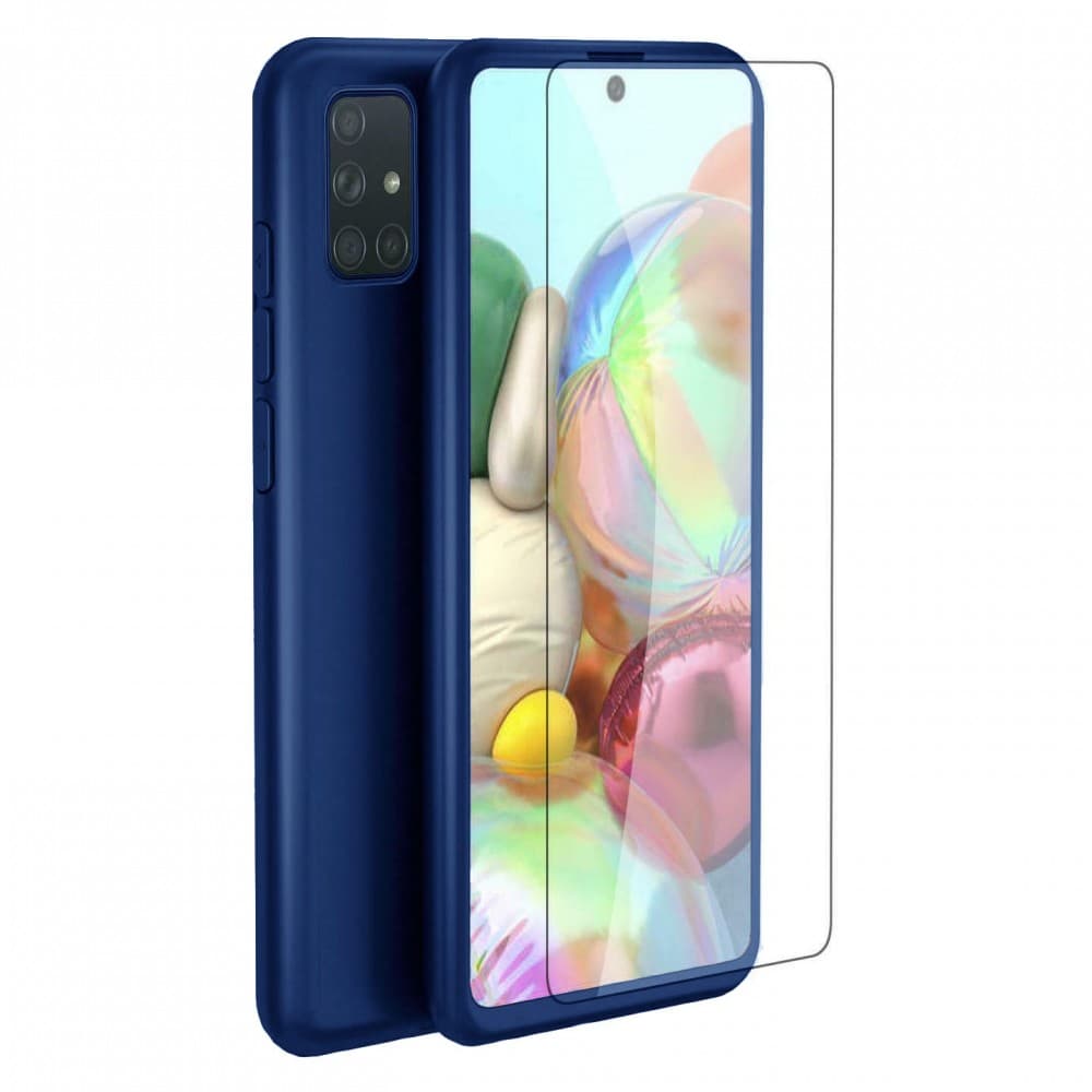 Husă Full Cover 360° pentru Xiaomi Redmi Note 9S (față + spate + sticlă), albastra 1