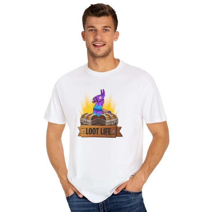 Tricou personalizat alb, copii/adulti, design Loot Life, modal, diverse marimi 1