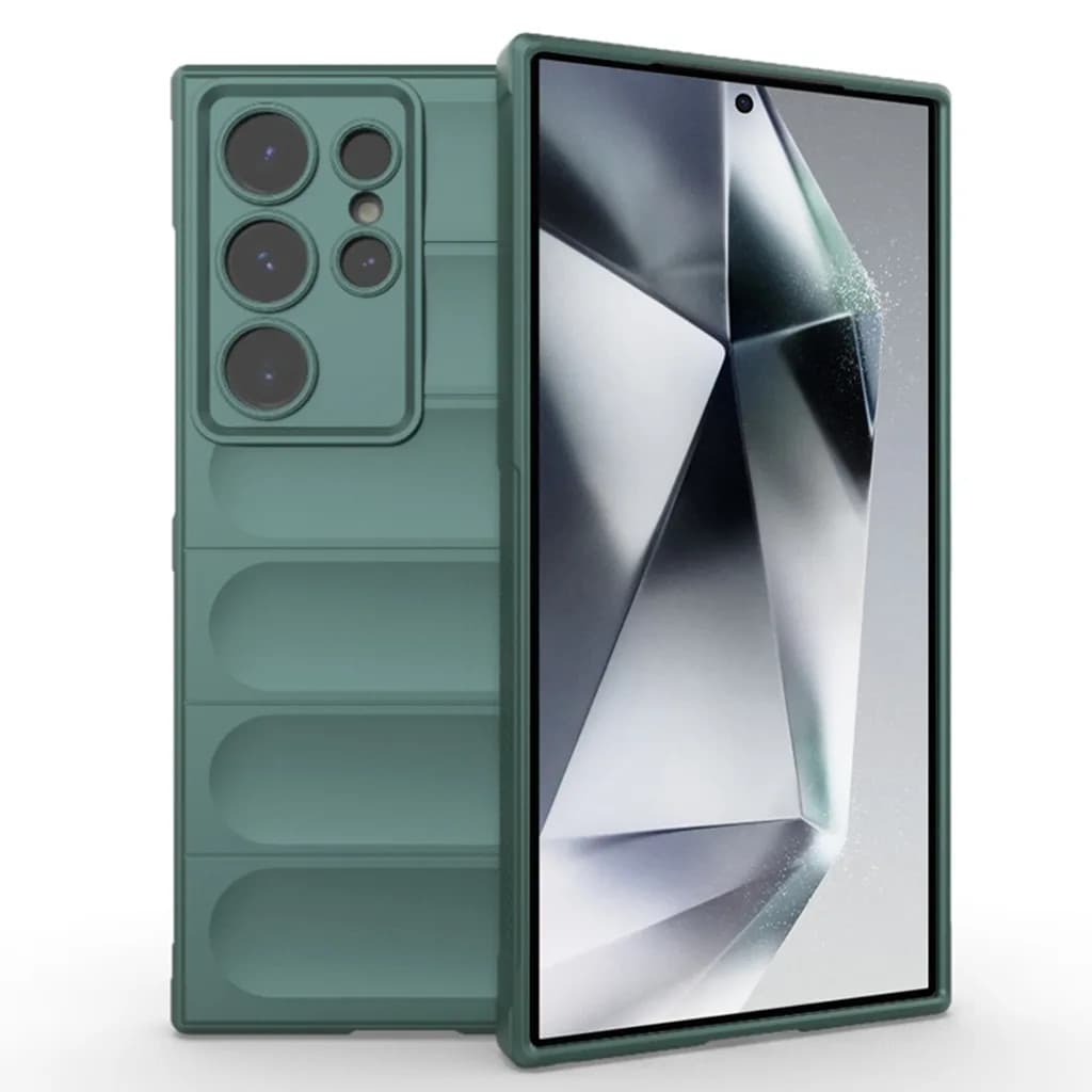 Husa Samsung Galaxy S24 Ultra, Wave Silicone, protectie camera, catifea in interior, deep green 1