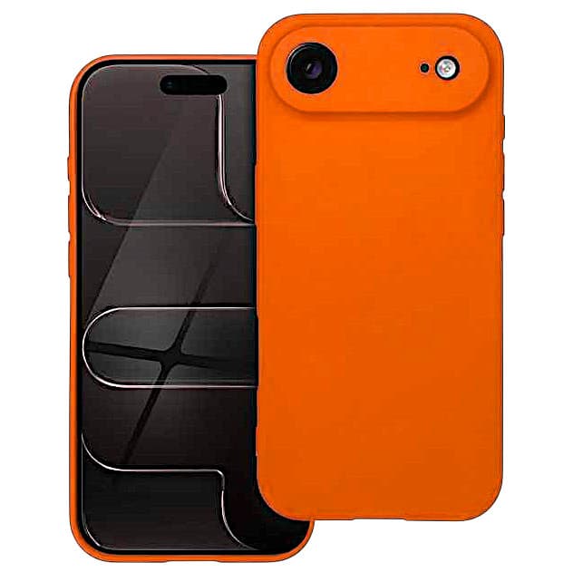 Husa Apple iPhone 17 Air, Luxury Silicone, protectie camera, catifea in interior, portocalie 1