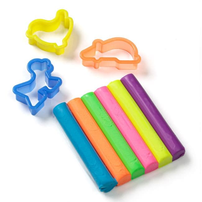Set plastilina Little President, 6 culori neon si 3 forme din plastic 1