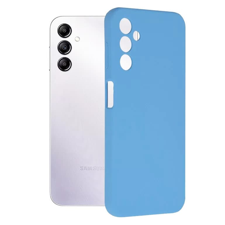 Husa Samsung Galaxy S24, Luxury Silicone, protectie camera, catifea in interior, albastru deschis 1