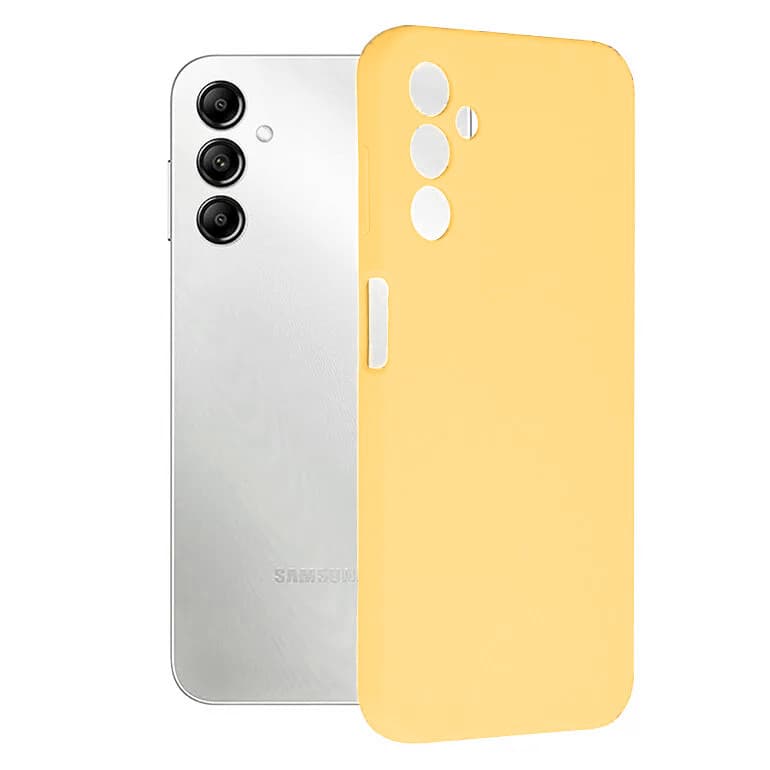 Husa Samsung Galaxy A54 5G, Luxury Silicone, protectie camera, catifea in interior, galbena 1