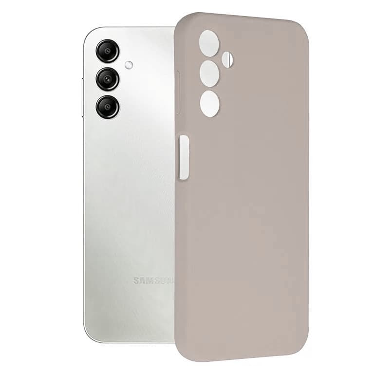 Husa Samsung Galaxy A54 5G, Luxury Silicone, protectie camera, catifea in interior, bej 1