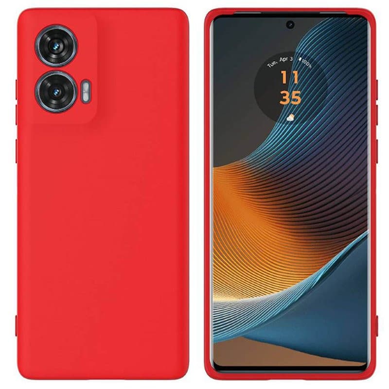 Husa Motorola Moto G85, Luxury Silicone, protectie camera, catifea in interior, rosie 1