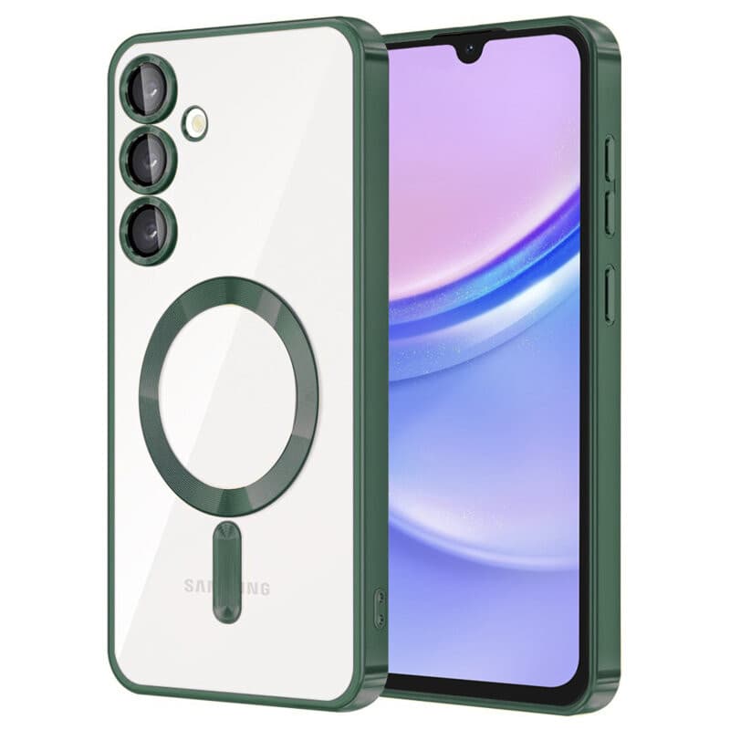 Husa Samsung Galaxy A35 5G, Electroplating Magsafe TPU, protectie camera, margini verzi 1