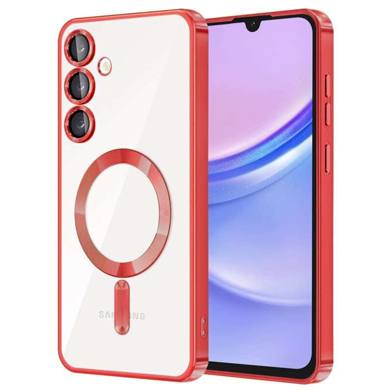 Husa Samsung Galaxy A35 5G, Electroplating Magsafe TPU, protectie camera, margini rosii 1
