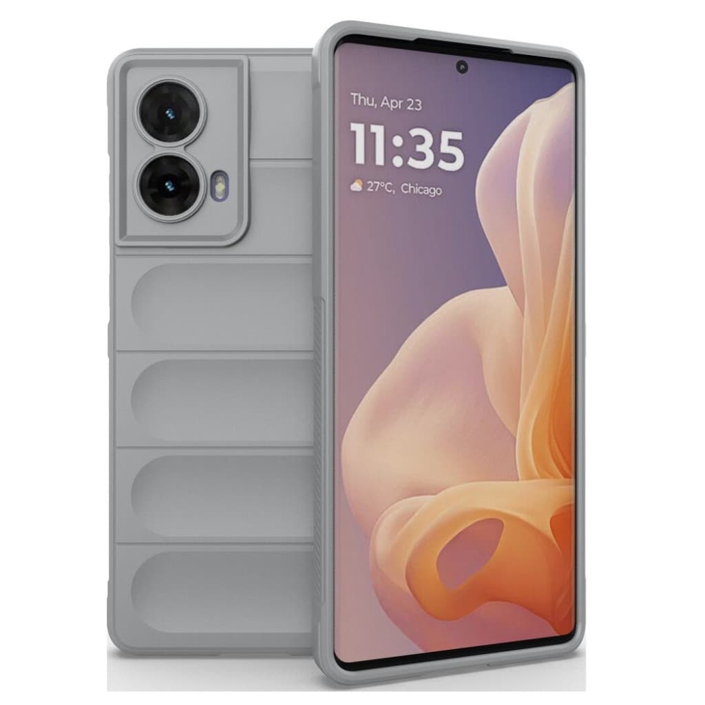 Husa Motorola Moto G85, Wave Silicone, protectie camera, catifea in interior, smoke gray 1