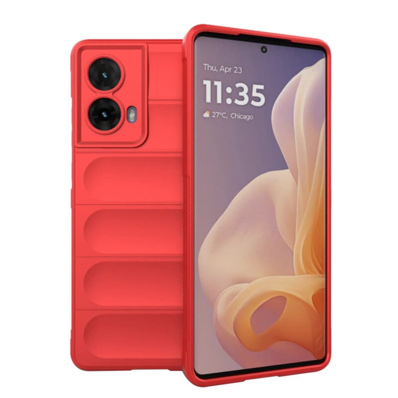 Husa Motorola Moto G85, Wave Silicone, protectie camera, catifea in interior, pure red 1
