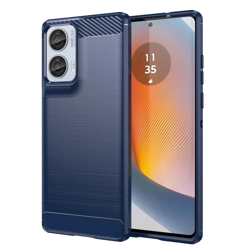 Husa Motorola Moto G04, Carbon Stripe, 2 mm, albastra 1